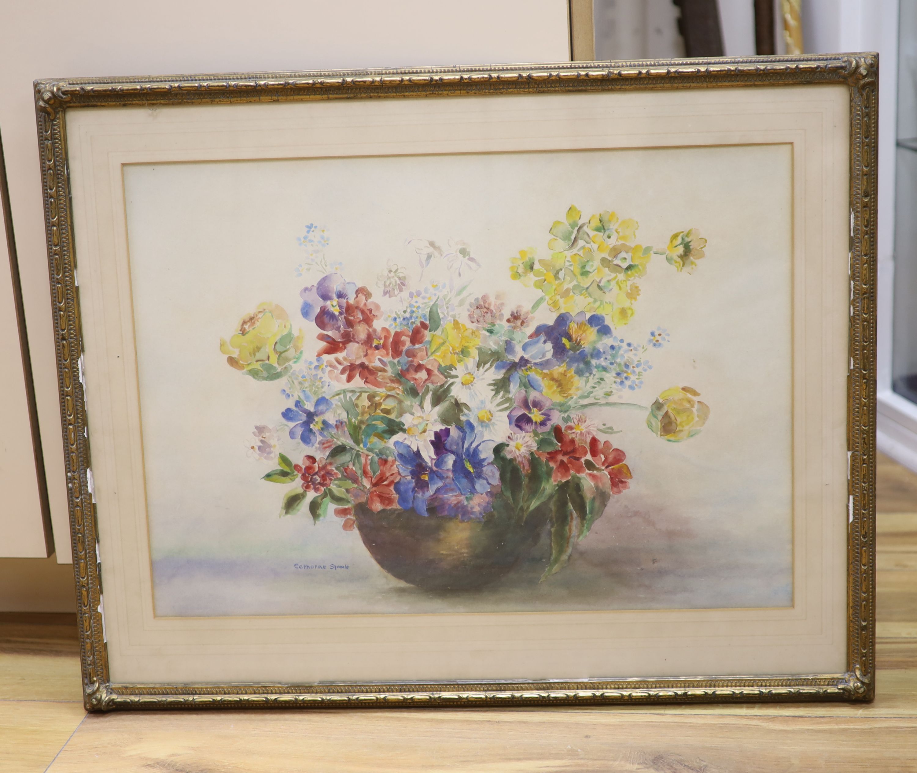 Katherine Spink, watercolour, Still life of flowers in a vase, signed, 39 x 55cm